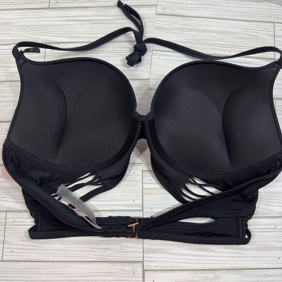 NWT VS BOMBSHELL PUSH UP ADDS 2 SIZE CUPS STRAPPY HALTER BIKINI SWIMSUIT TOP 38C - Picture 5 of 7